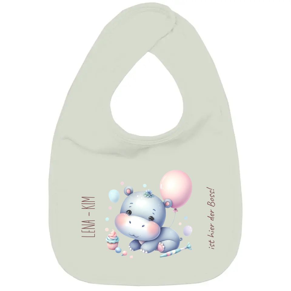 Baby Bio Lätzchen - Hippo mit Cupcake