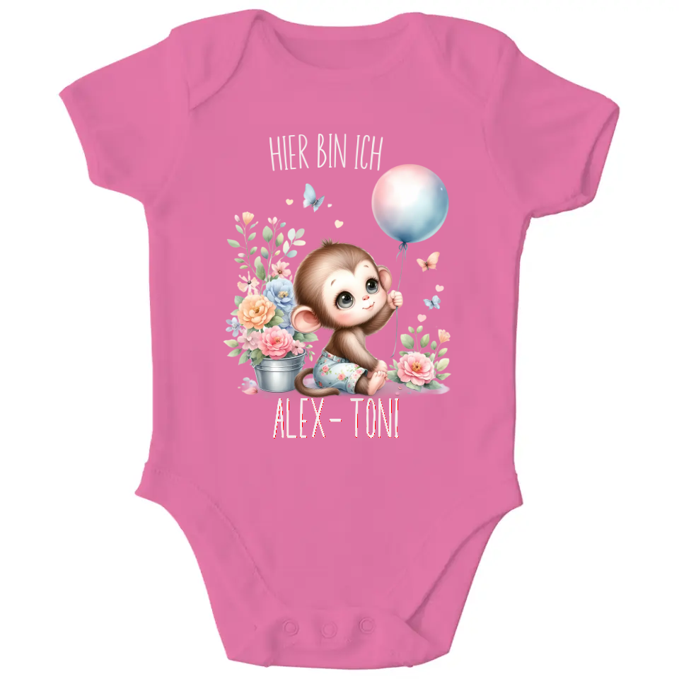 Baby Bio Body -Äffchen mit Blumen