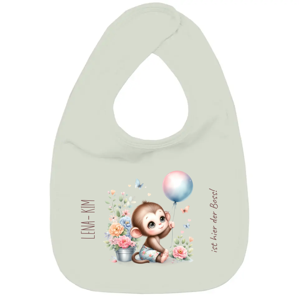 Baby Bio Lätzchen - Äffchen mit Blumen
