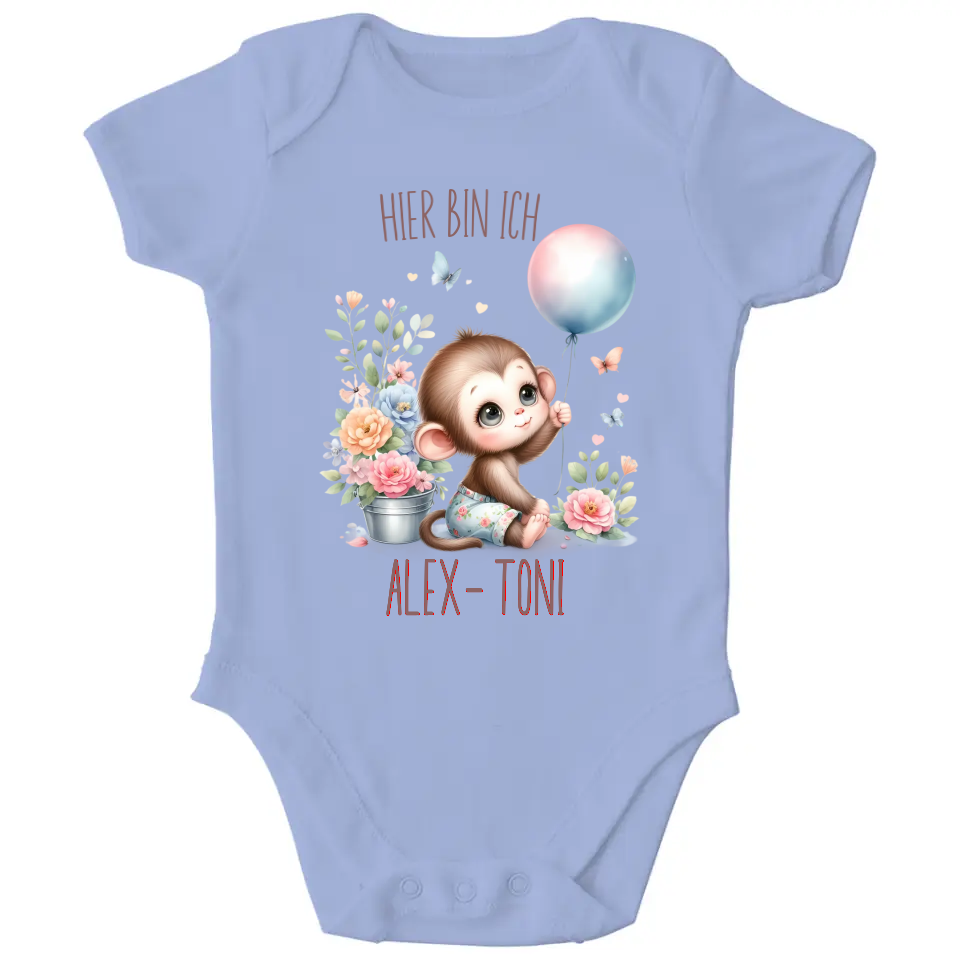 Baby Bio Body -Äffchen mit Blumen