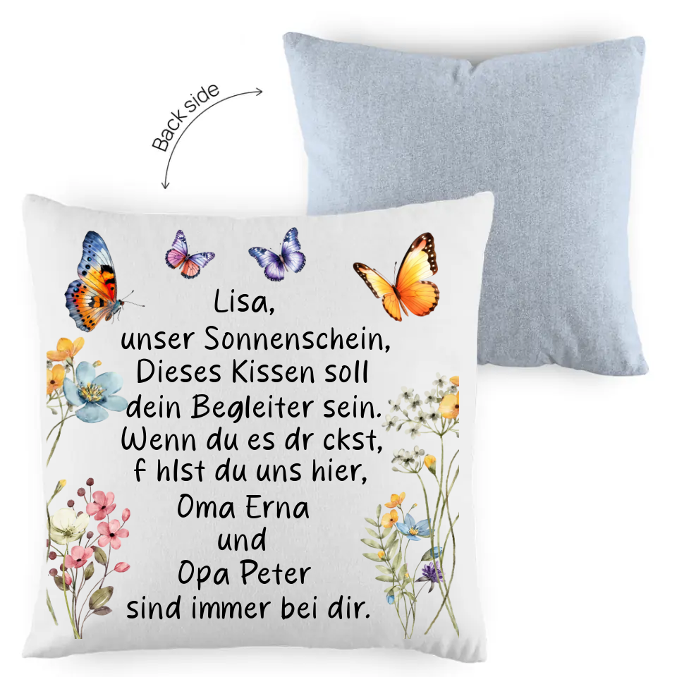 Kuschelkissen gegen das Vermissen- Kopfkissen Hülle zweifarbig
