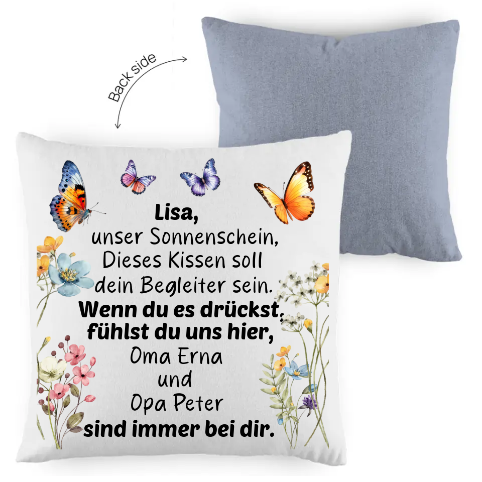 Kuschelkissen gegen das Vermissen- Kopfkissen Hülle zweifarbig
