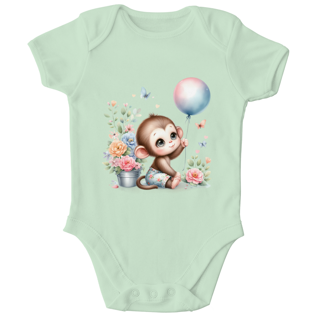 Baby Bio Body -Äffchen mit Blumen