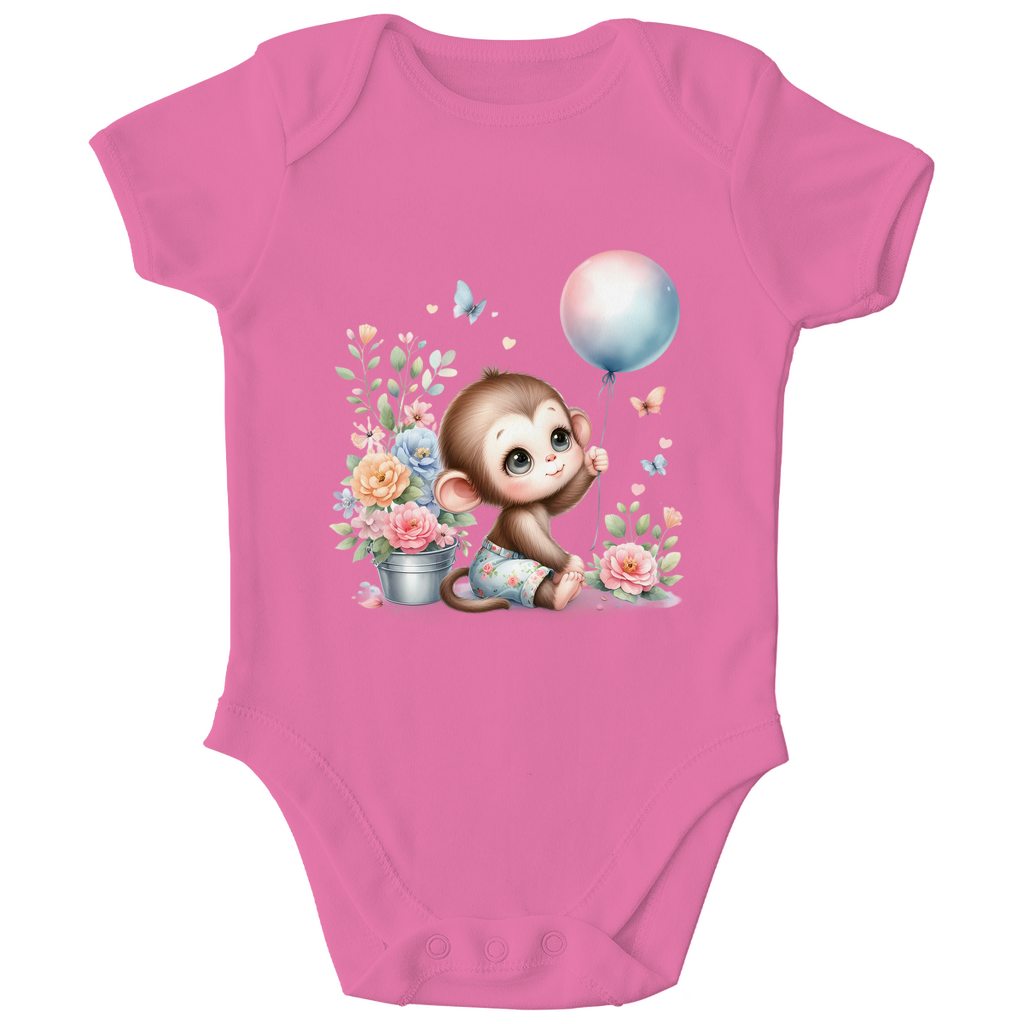 Baby Bio Body -Äffchen mit Blumen