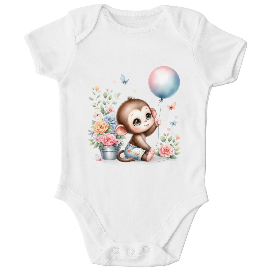 Baby Bio Body -Äffchen mit Blumen