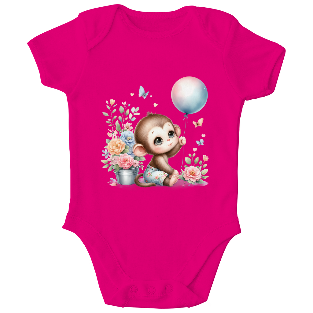 Baby Bio Body -Äffchen mit Blumen