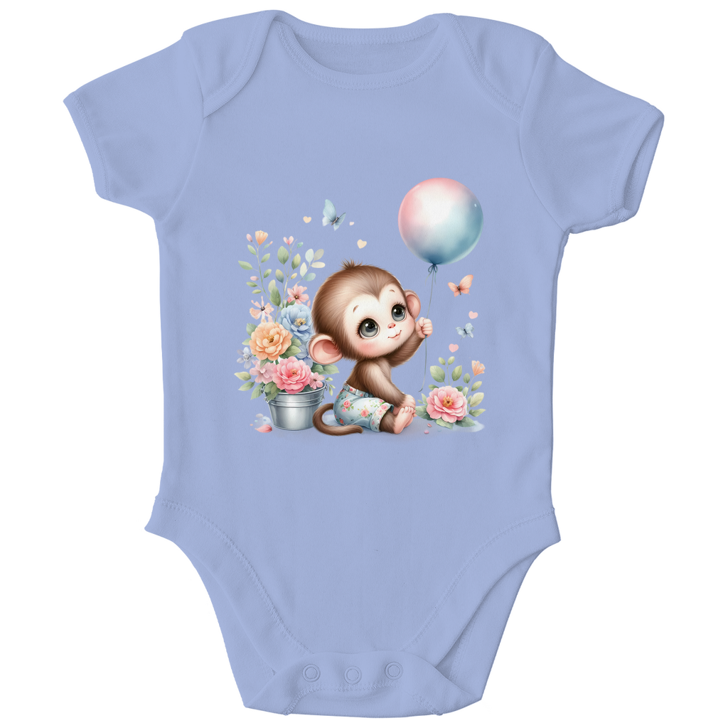 Baby Bio Body -Äffchen mit Blumen