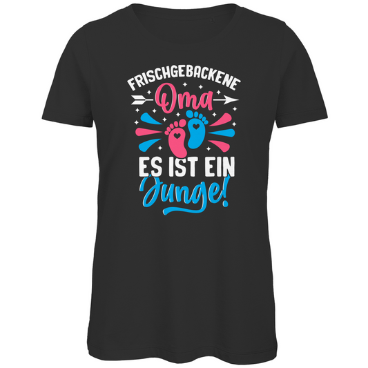 Damen Premium Bio T-Shirt Frischgebackene Oma- Junge (weiß)
