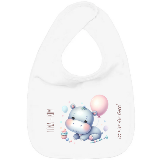 Baby Bio Lätzchen - Hippo mit Cupcake