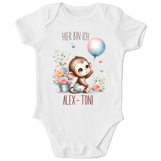 Baby Bio Body -Äffchen mit Blumen