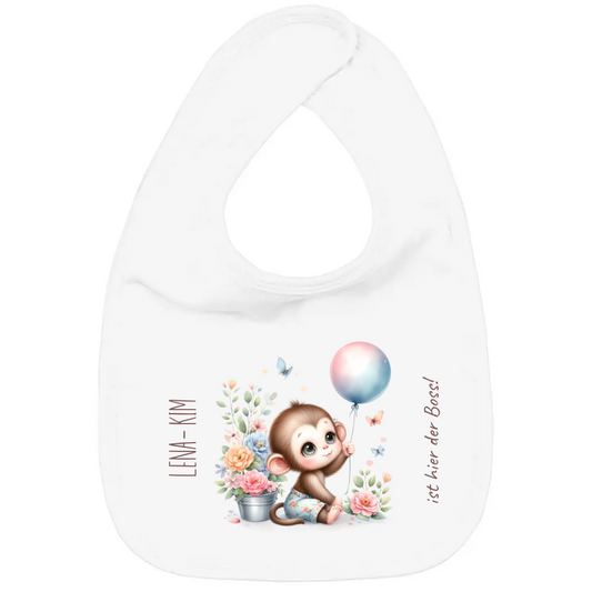 Baby Bio Lätzchen - Äffchen mit Blumen
