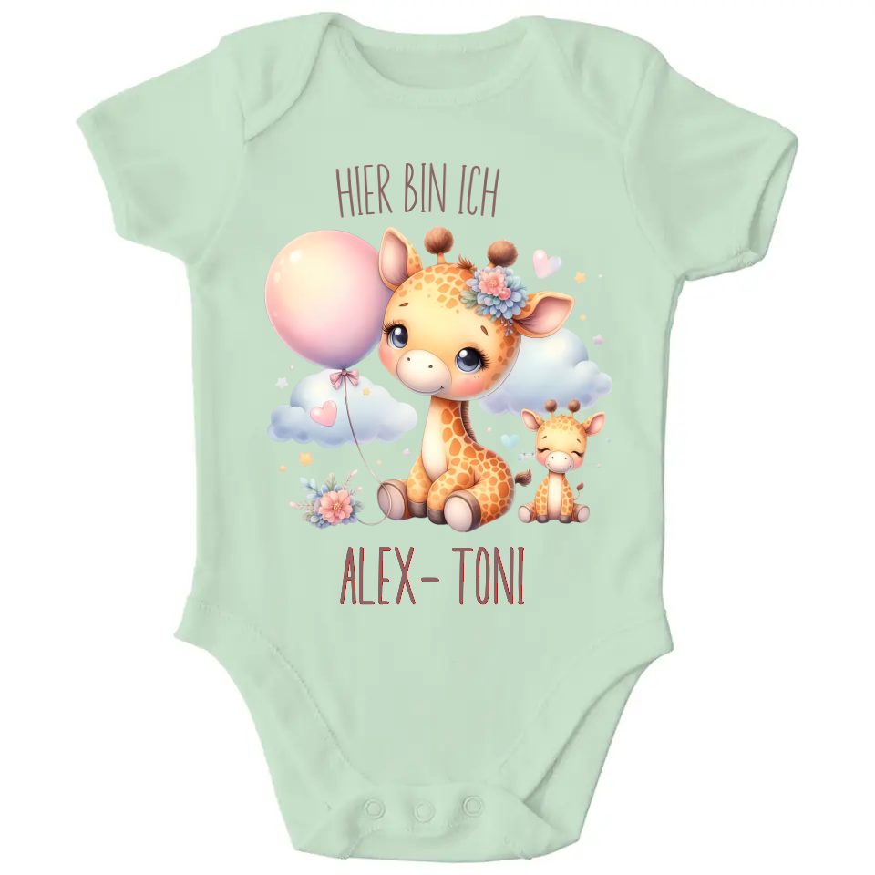Baby Bio Body - Giraffe mit Ballon