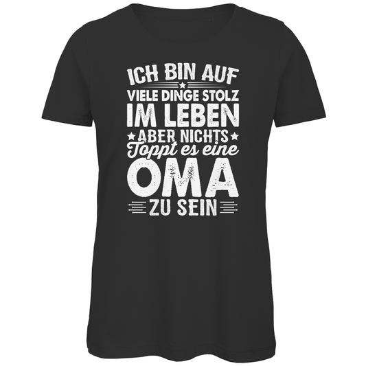 Damen Premium Bio T-Shirt Stolz eine Oma zu sein